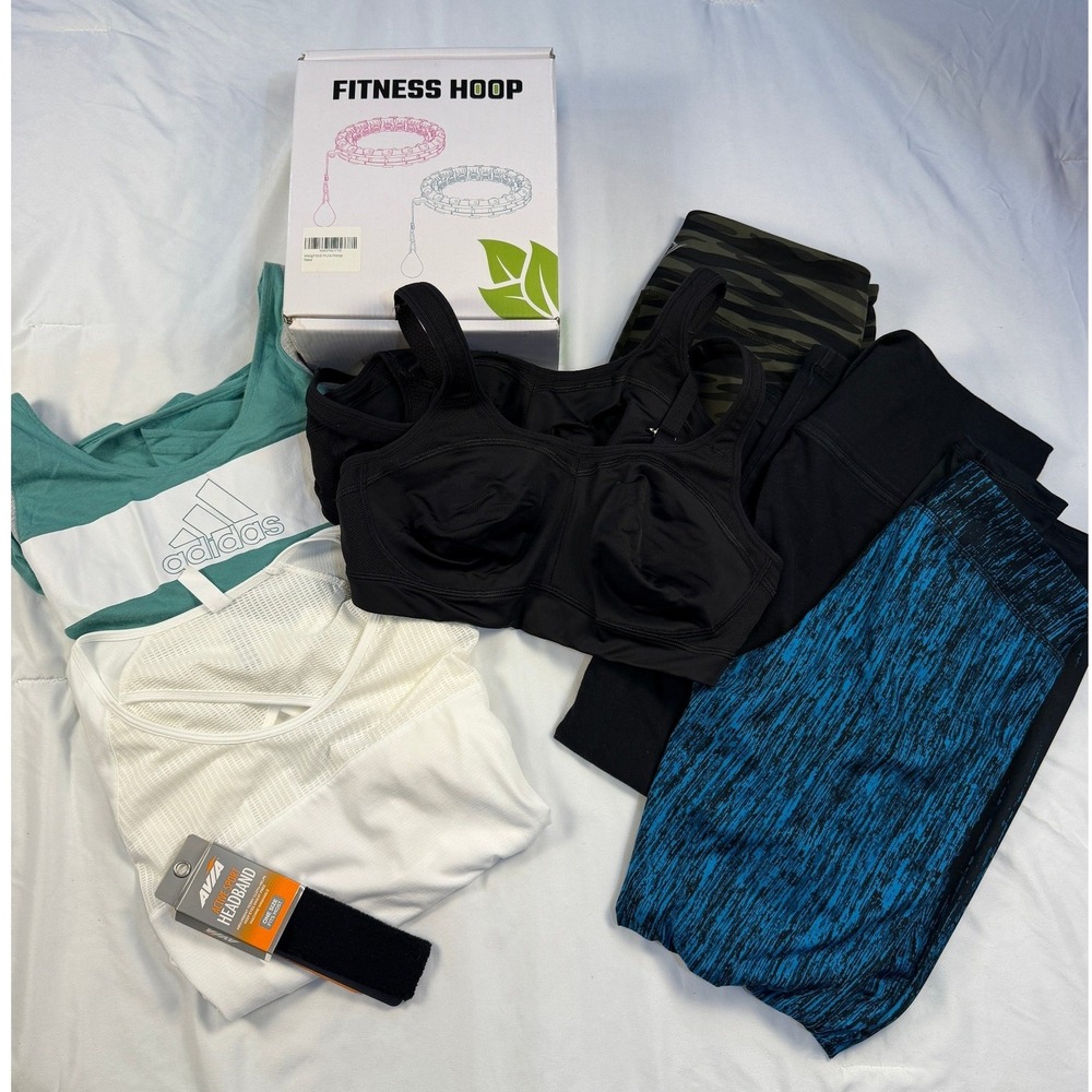 Lot 9 Fitness Piece Leggins shirts Sports Bra, hoop, Under Armor, ON, Avia Large